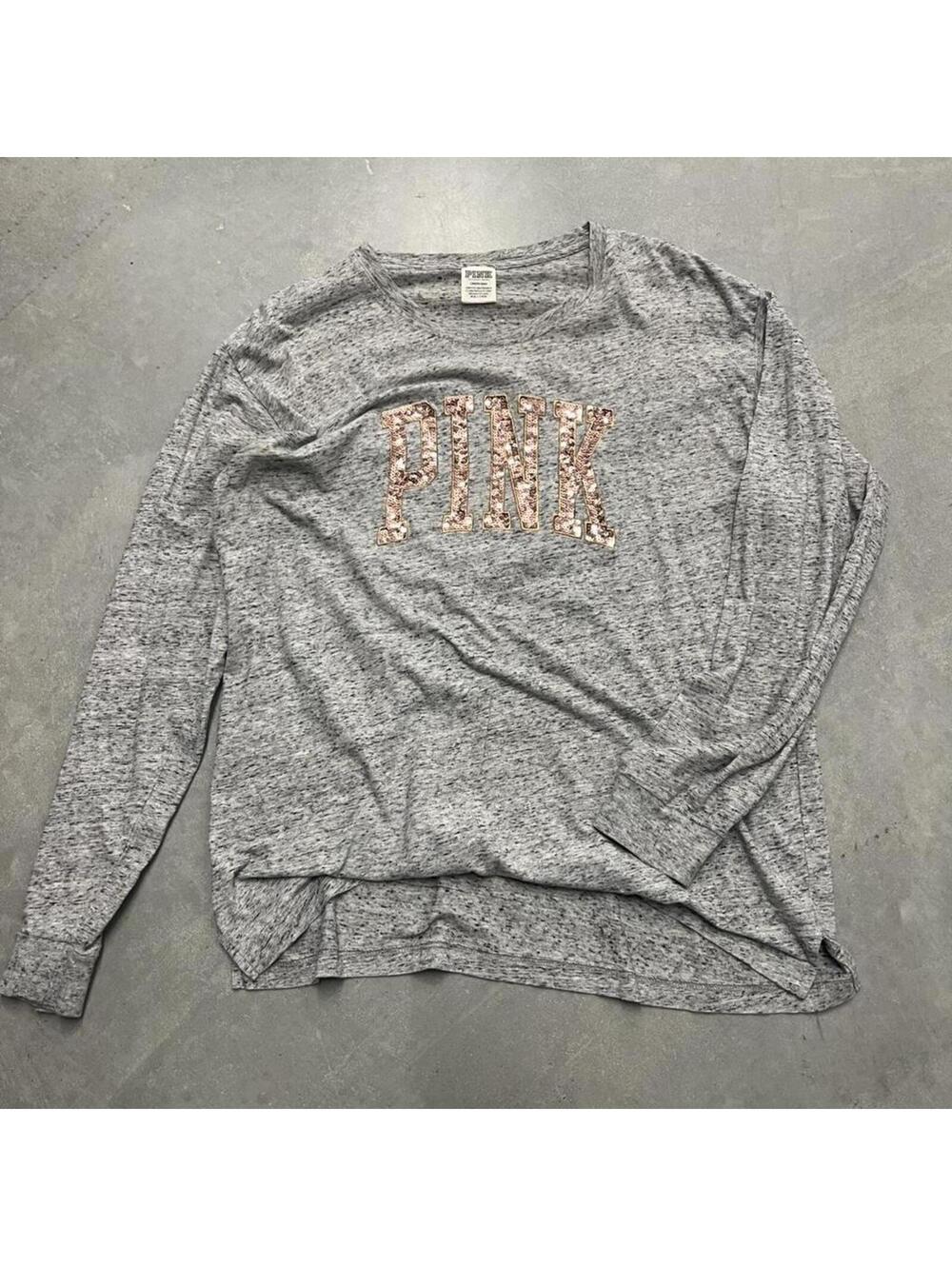 Victoria’s Secret PINK Gray Speckled Long Sleeve Shirt Womens Large